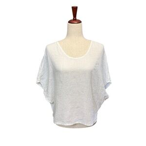Sigrid Olsen 100% Linen Dolman Sleeve Boxy Top. White Size Medium #1519